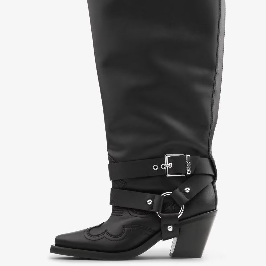 Women's Black Leather Knee Hig - Leather Classic Strap recension och pris